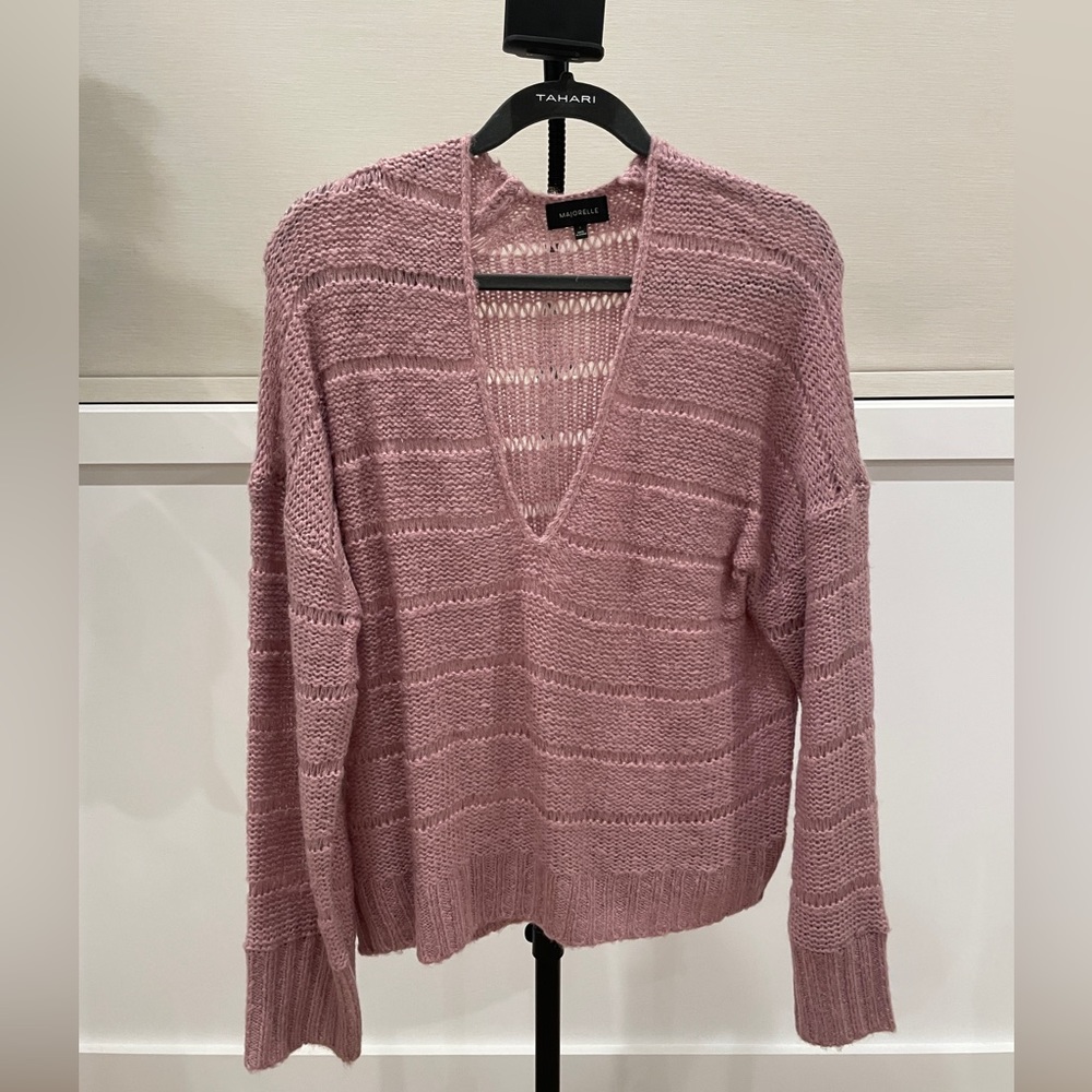Majorelle pink long sleeve v neck cut sweater size small